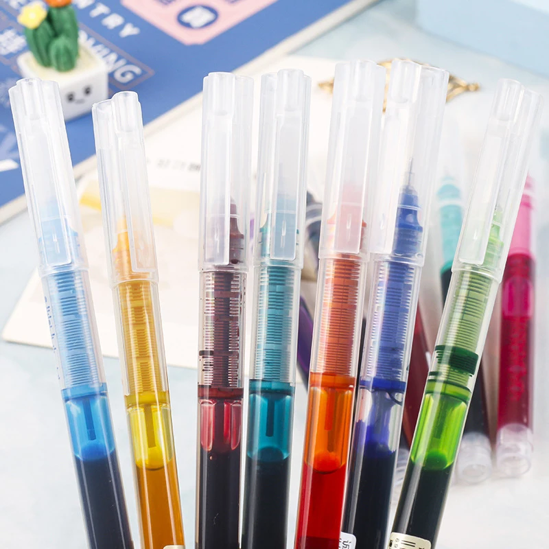 Direct Liquid Quick-drying Roller Pen Neutral Pen Carbon Water Pen Hand Book Color 12 Color 0.5mm Pen Large Capacity