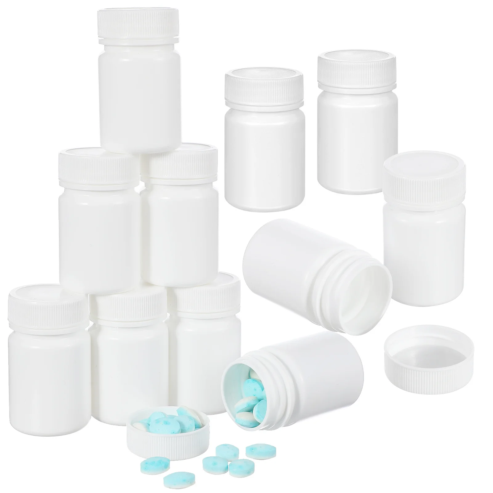 20 قطعة 50 مللي حاويات حبوب منع الحمل الأبيض زجاجات السفر الصغيرة للكبسولات أقراص المحمولة حقيبة للتخزين حامل الطب زجاجة فارغة #3
