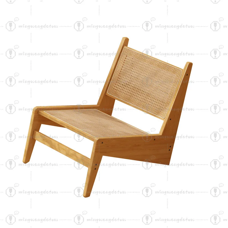 Rattan Woven Leisure Chair, Retro Single Sofa Chair for Living Room, Balcony & Office