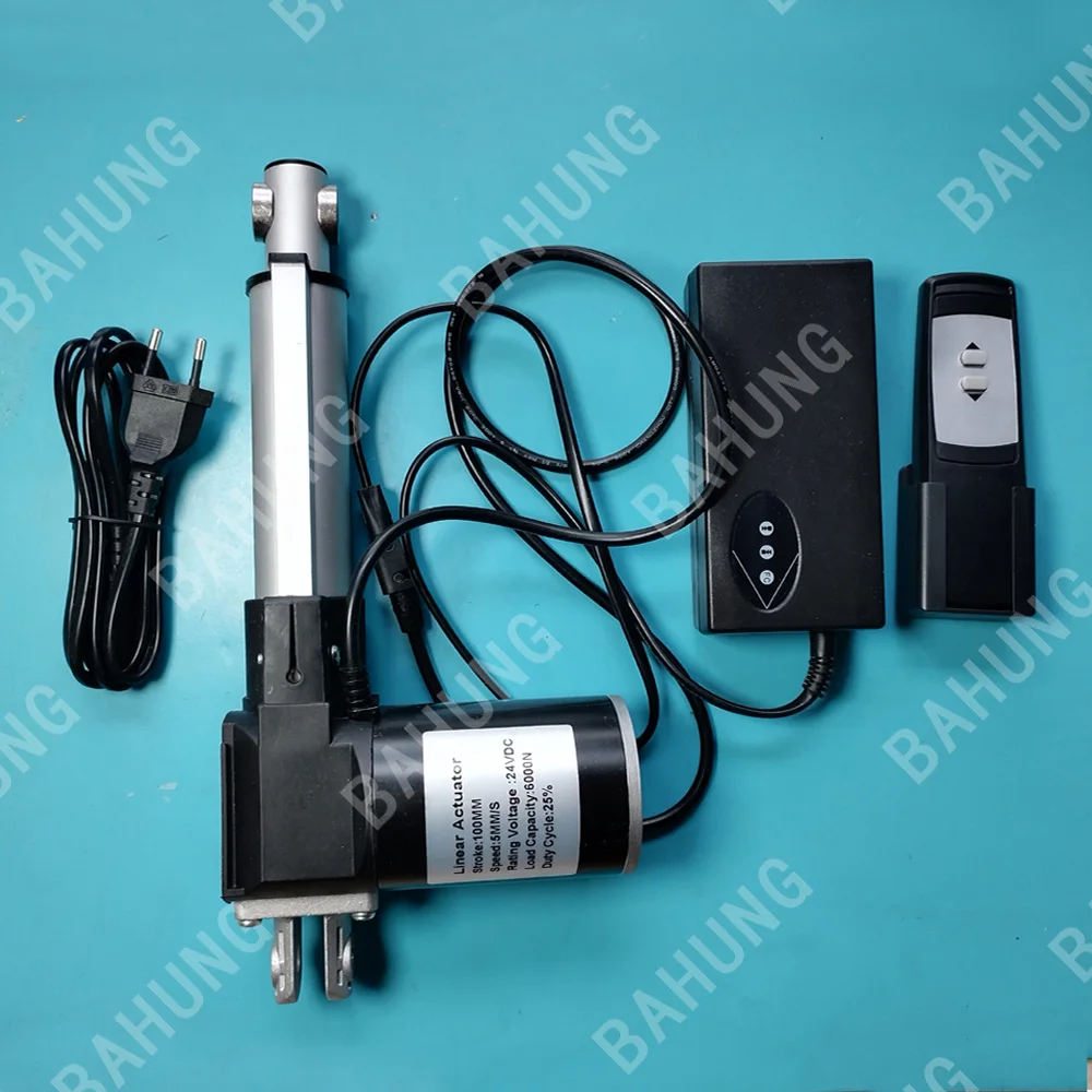 24V DC Linear Actuators 100MM 4inch Electric Motors Gear Motor Set with Power Supply and Handset for Bed, Sofa Chair Use-1 Kit