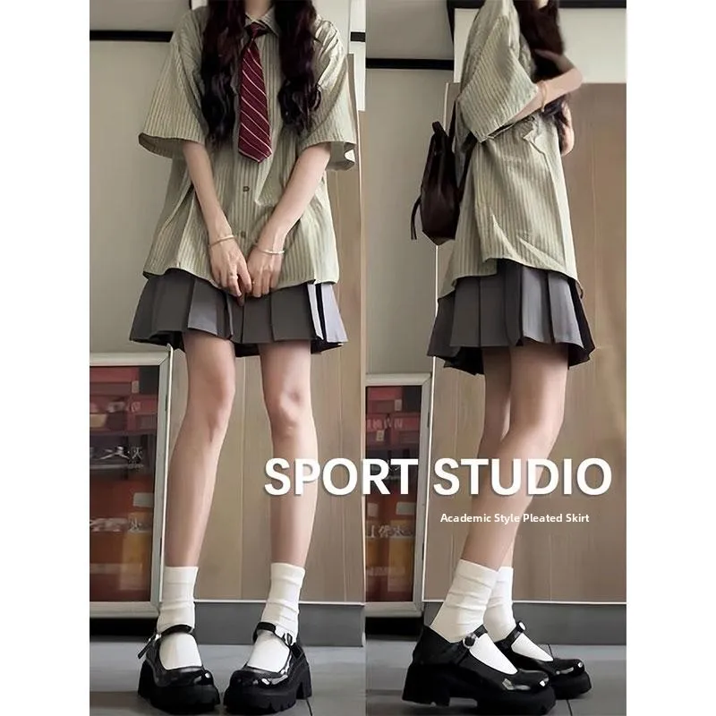 

Юбка А-силуэта с высокой талией, плиссированная, женская, весенняя новинка, в стиле JK, короткая, для повседневной носки и офиса