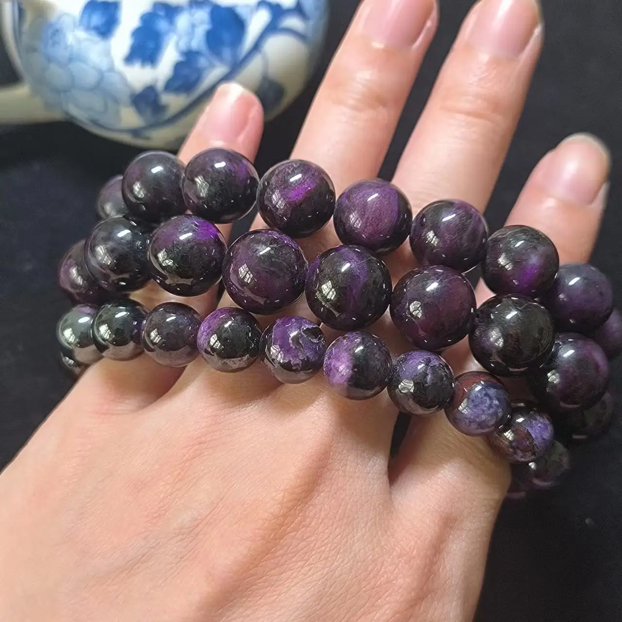 1pcs/lot natural Sugilite single-loop beaded bracelet purple crystal Noble and elegant Women's jewelry Accessories exquisite