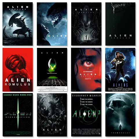 Pôster de arte de filme alienígena 1979-2024, pôster de alienígena, impressão de arte, pintura de cinema, pôster de arte, decoração de parede de casa, sem moldura