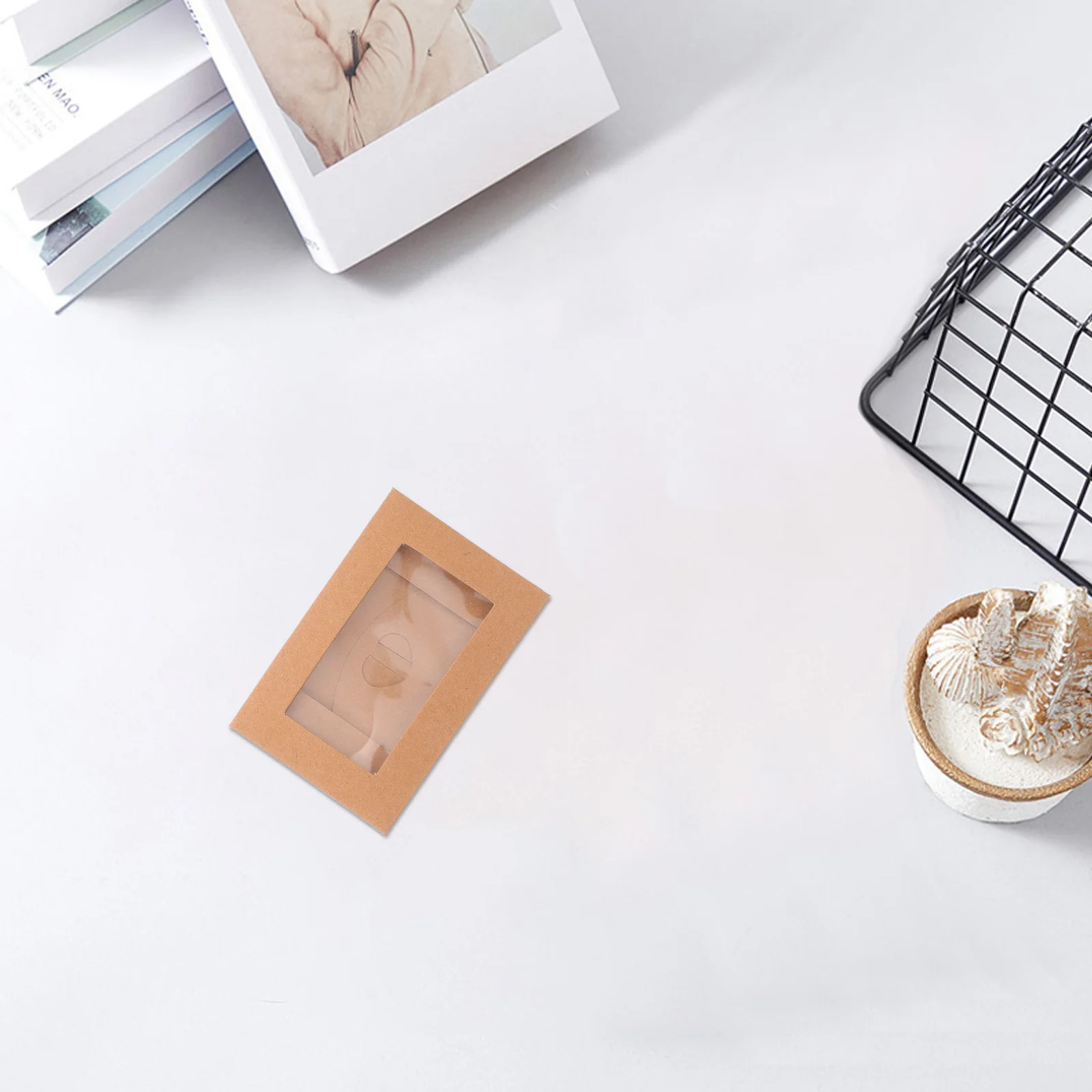 

50Pcs Creative Invitation Envelopes Heart Clasp Rectangular Window Frame Wedding Greeting Card Sleeves Mini Envelopes