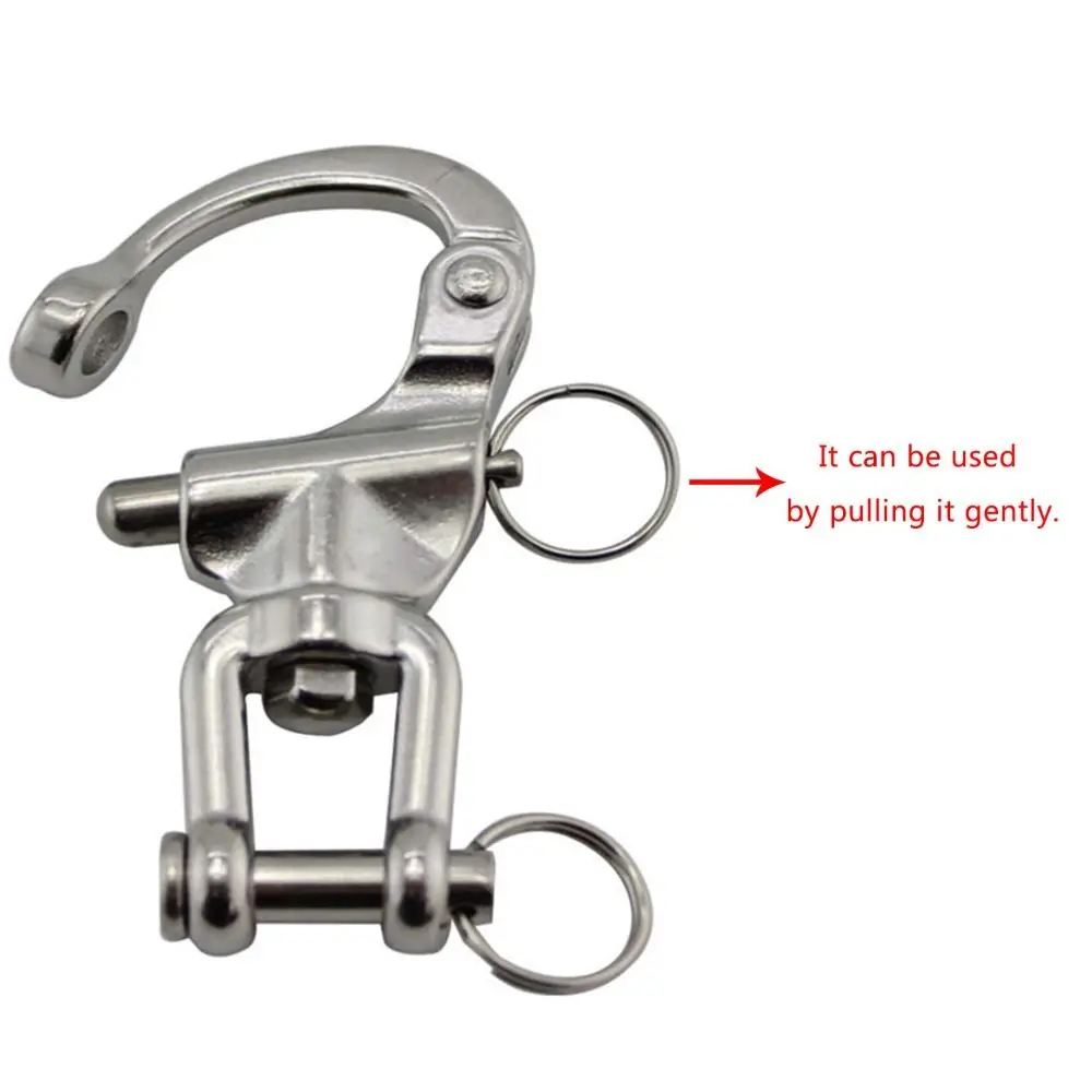 3 Pcs 316 Stainless Steel Safety Clevis Pin Swivel Snap Shackle 70mm 87mm 128mm Rigging Metal Big Chain Link Locking Shackles