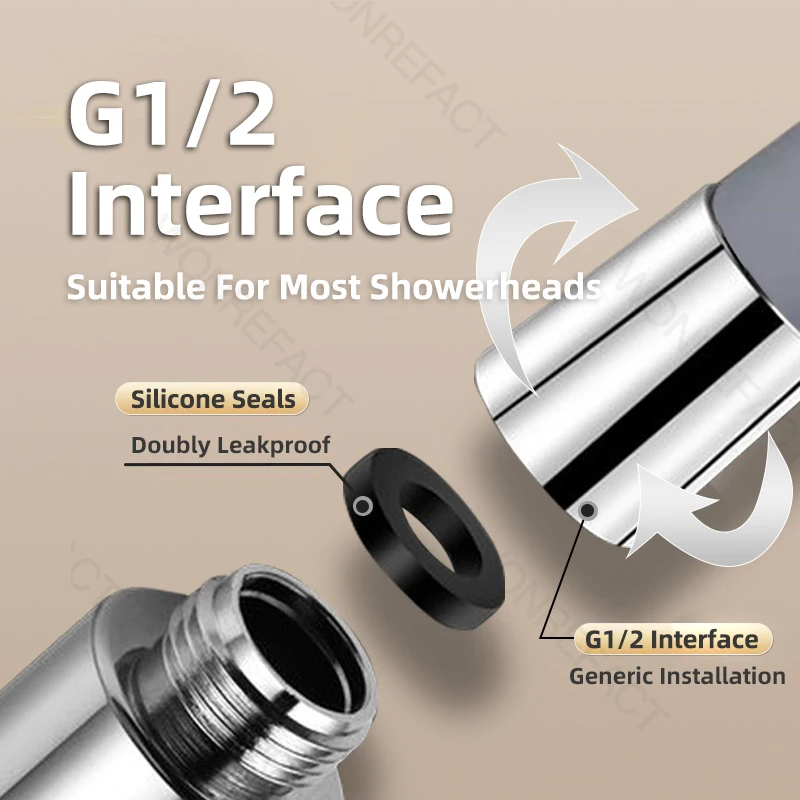 Selang Pancuran Silikon Ekstra Panjang Abu-abu 2.5 M Pipa Ekstensi Kepala Pancuran Genggam Universal dengan Aksesori Kamar Mandi Mur Kuningan