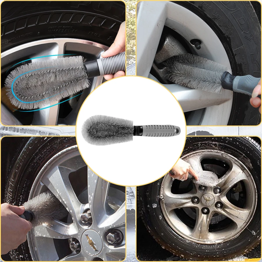 فرشاة تنظيف عجلة الدراجة النارية والمركبات الترفيهية والسيارة 360 درجة ° رأس فرشاة دوارة شعيرات نايلون عالية الكثافة #3