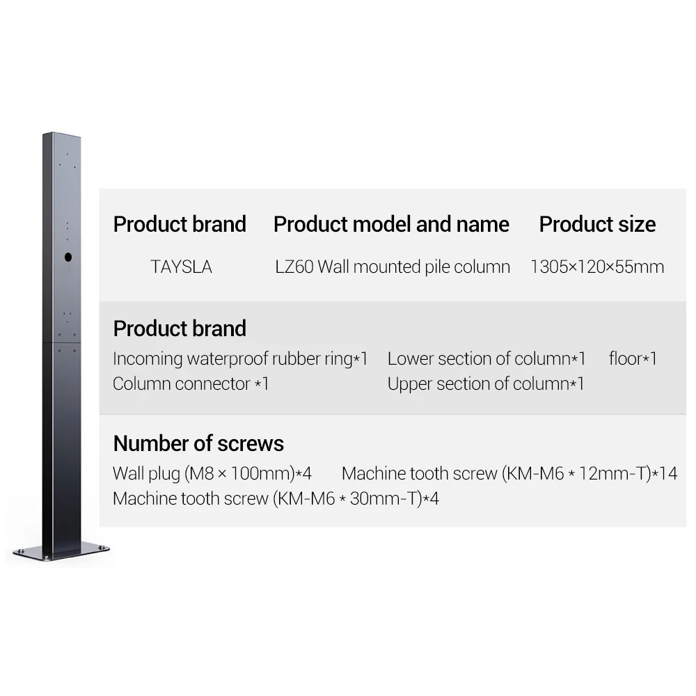 Electric Vehicle Charging Station Pile Post Upright Post Wall Mounted Pile for Tesla Wallbox EV Charger Type 1 Type2 Charger