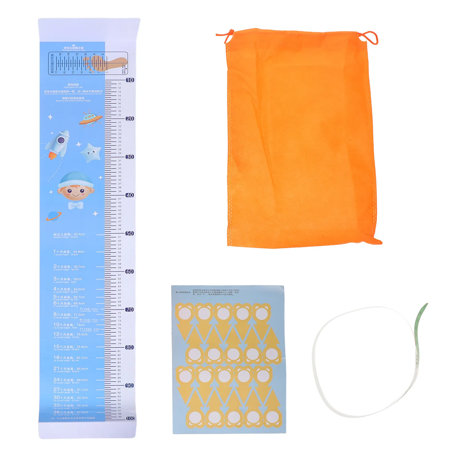 1Set Baby Height Measuring Mat Folding Infant Growth Chart Toddler Head Circumference Tape Newborn 0-3 Years Measuring Ruler