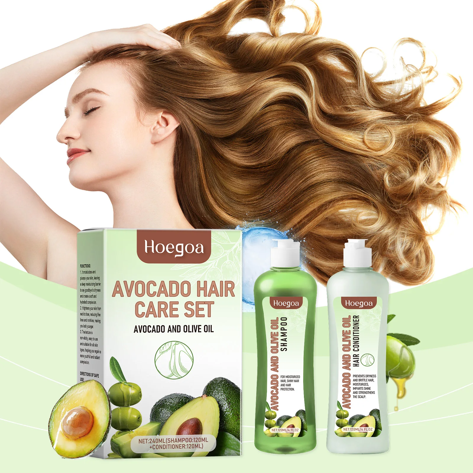

Hoegoa Avocado Набор для чистки волос Питательный ремонт Duyness Frizzy Увлажняющий уход за кожей головы Улучшает блеск для волос Натуральный набор для ухода за волосами