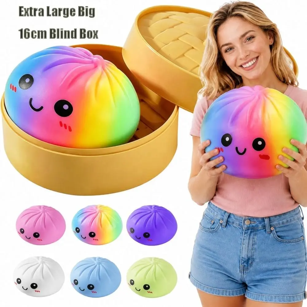 Jouet à presser géant de 16 cm en forme de boulette de dumpling, doux, en forme de pain vapeur fourré, à ressort lent, anti-stress