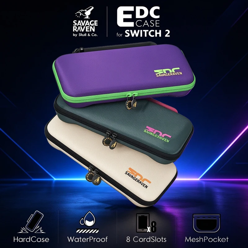 Savage Raven by Skull & Co. EDC Case for Nintendo Switch 2 Carrying Pouch Portable Hard Shell Storage Bag for NS2 Game Console