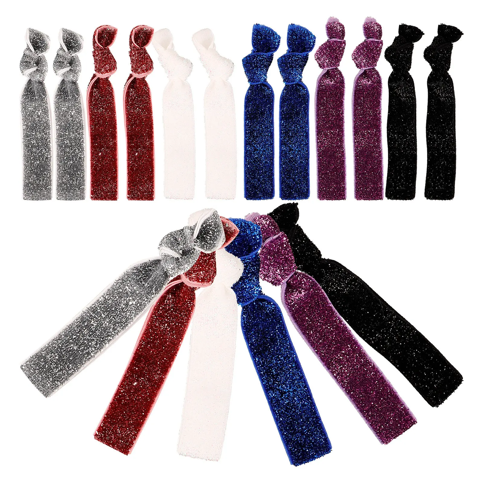 

18Pcs Hair Ties No Crease Elastic Creaseless Ponytail Holders Stretchy Glitter Colors for Girls Women Bulk Gift