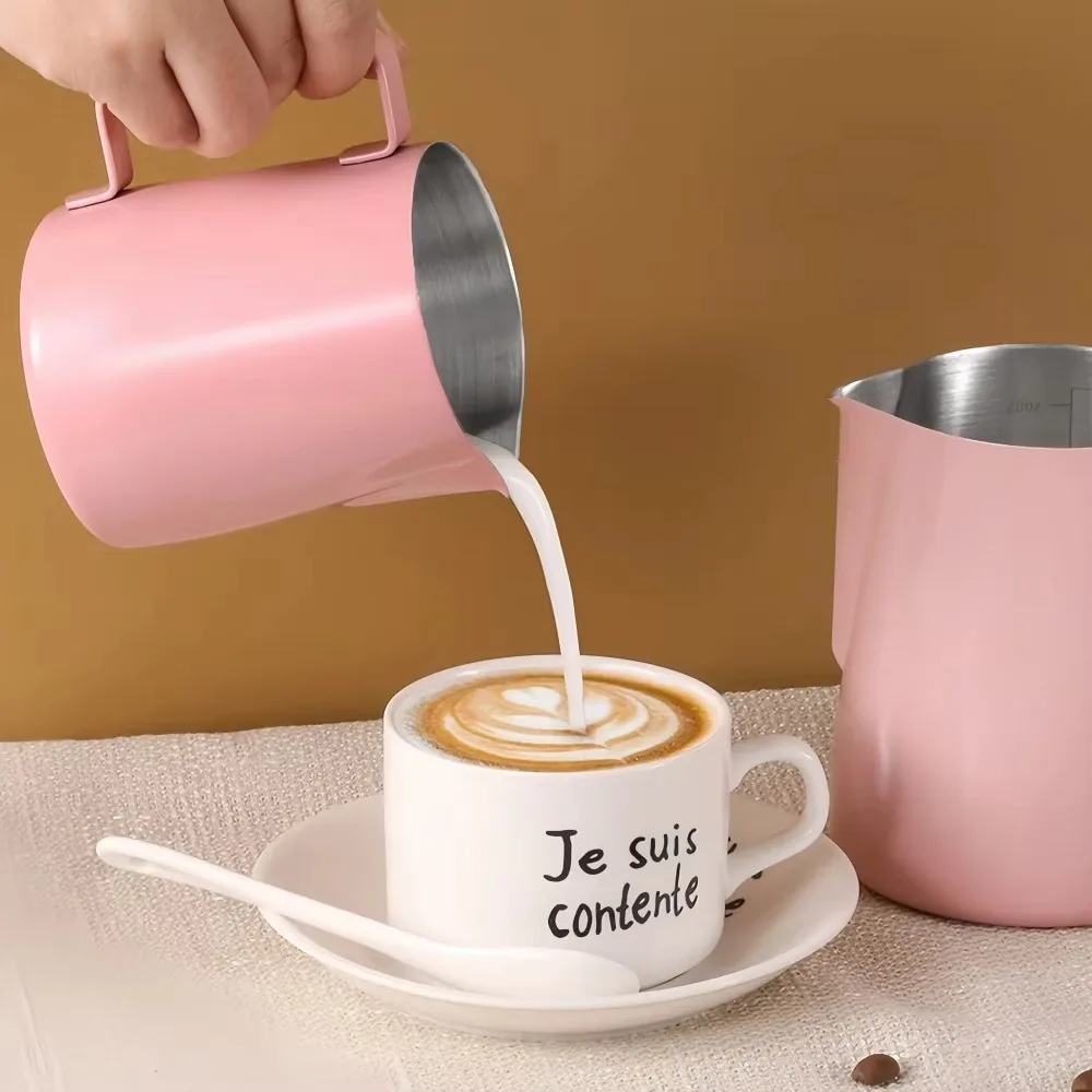 

Stainless Steel Coffee Milk Frothing Pitcher with Scale V Shape Spout Latte Art Cup 350/600ml Rust-proof Milk Frother Jug