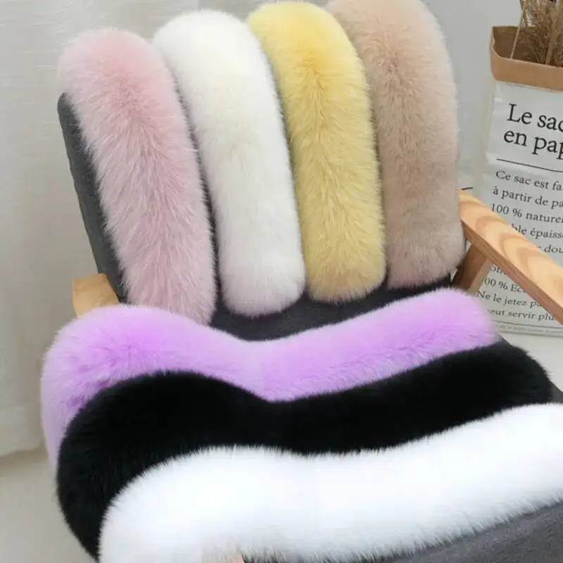 

Real Fox Fur Collar Fashion Fur Scarf For Ladies Real Fur Scarf Jacket Coat Decor Collar Shawl Detachable Luxury Thick Fur Shawl