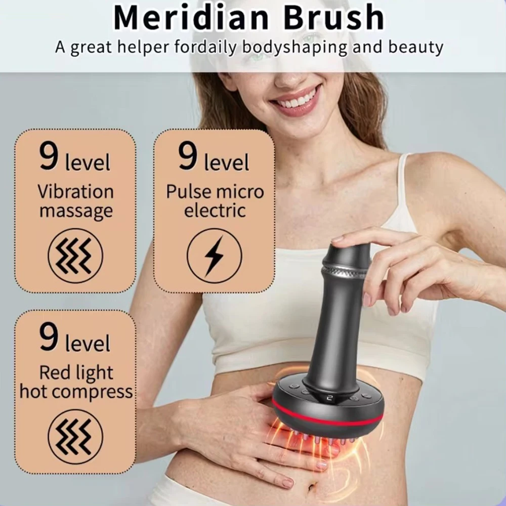 

NEW Electric Meridian Brush for Body Massager Vibrate Microcurrent Hot Compress Scraping Lymphatic Drainage Machine Fat Burner