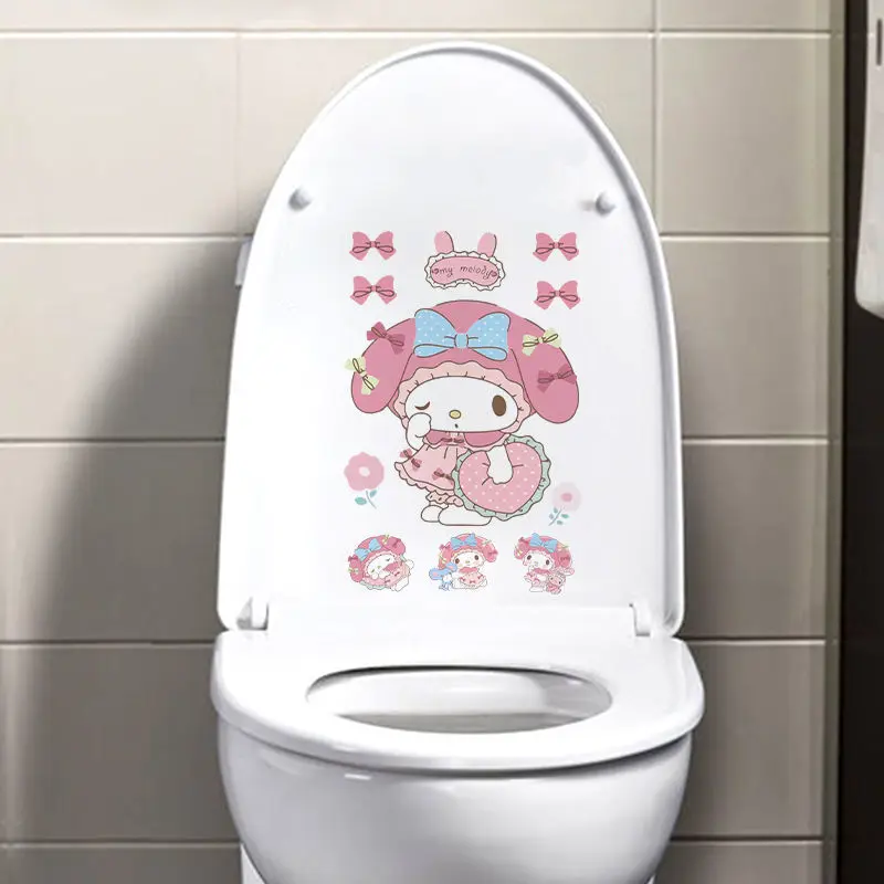 Kawaii Sanrio Anime Cartoon Kuromi Switch Wall Sticker Bathroom Toilet Decorative Decals Mural Art Home Decoration Gift Toys