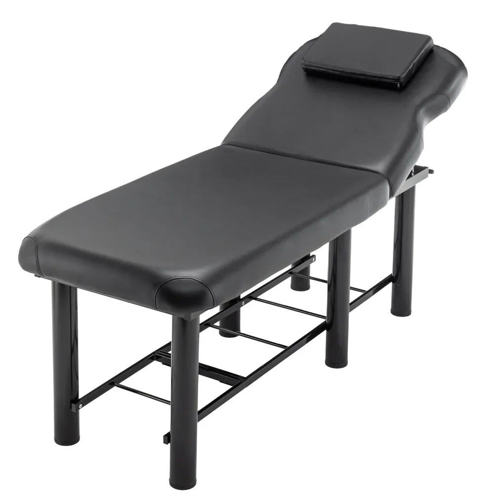 Professioanl Massage Table Backrest Adjustable Removable Headrest Memory Foam Layer Salon Bed Black Massage Chair