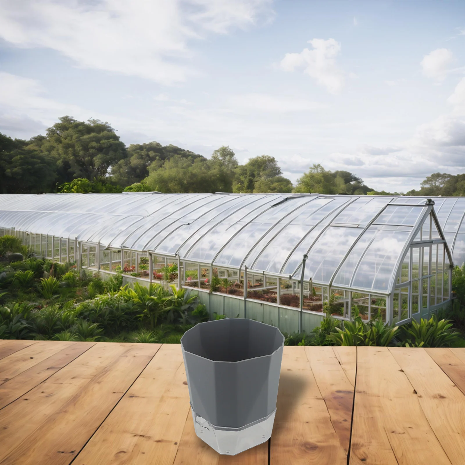 Double Layer Flower Pot Plastic Self Watering Flower Pot Transparent Watering Plant Pot Garden Self-priming Lazy Pot