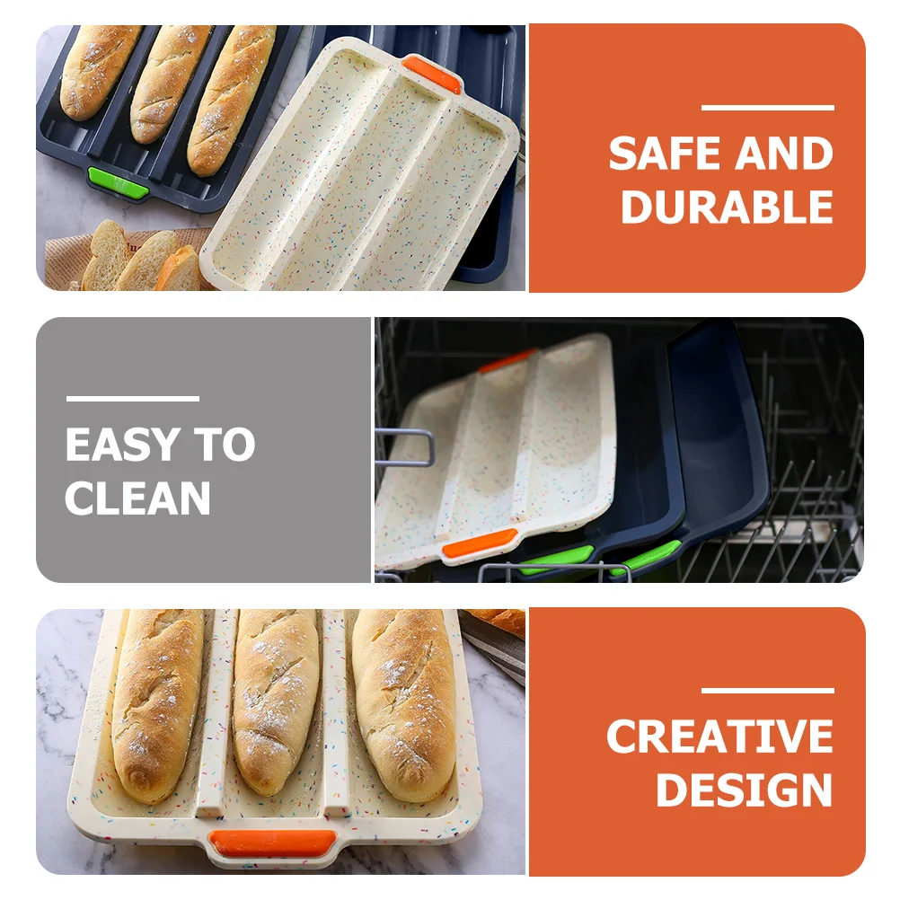 Baguette Mold French Bread Pan Three-hole Silicone Food Baking Tool for Homemade