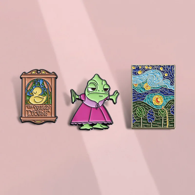 

Cartoon Creative Enamel Lapel Pins Fun Monster Yellow Duck Starry Sky Art Brooch for Women,Christmas 2025 Gift,Ita Bag Accessory