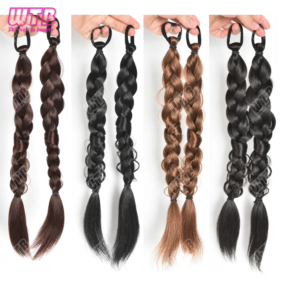 Synthetische lange gevlochten paardenstaart haarextensies voor dames Hoge temperatuur vezel haaraccessoires