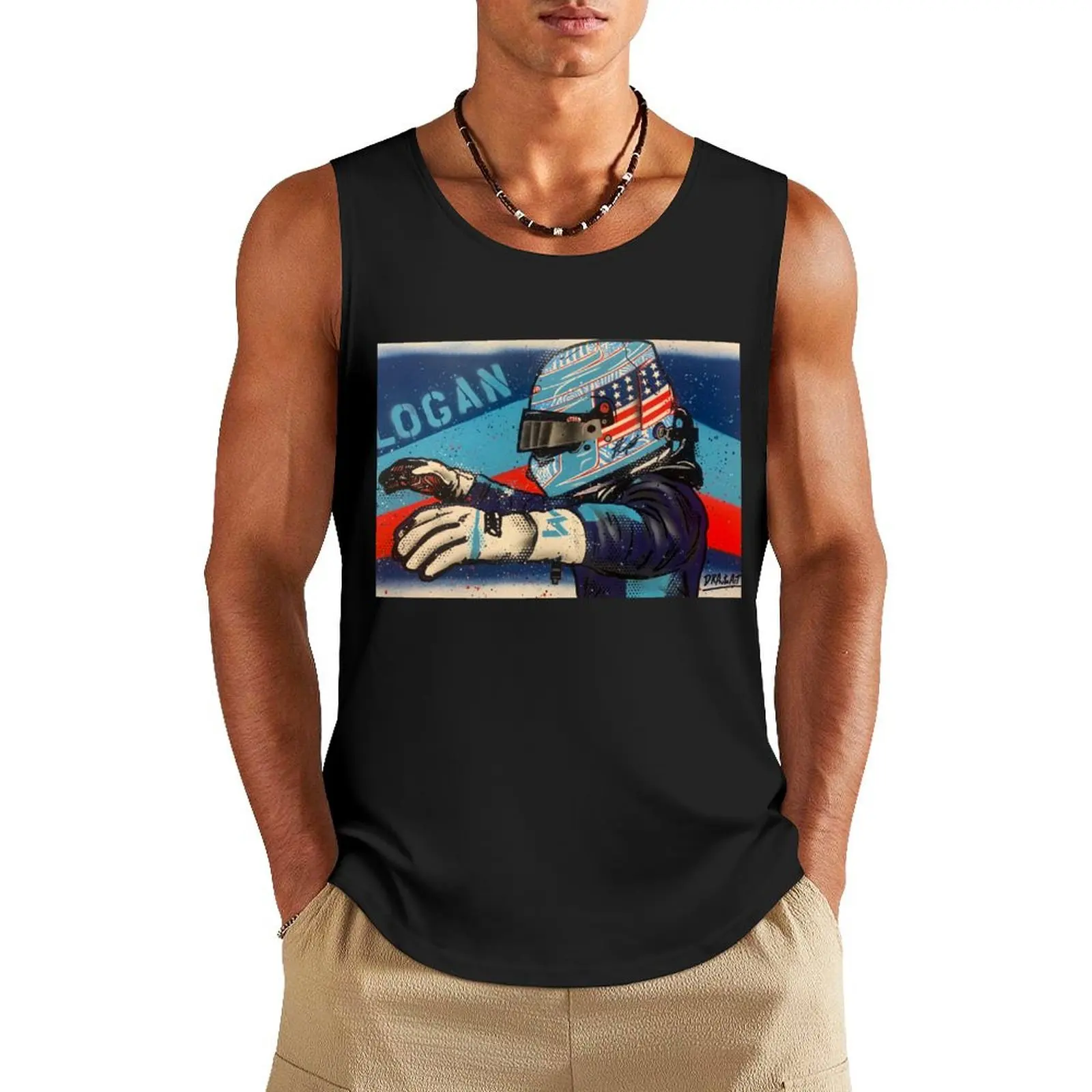 Logan Sargeant - F2 2022, F1, graffiti painting by DRAutoArt Tank Top Men's t shirt T-shirt man Gym T-shirts for men