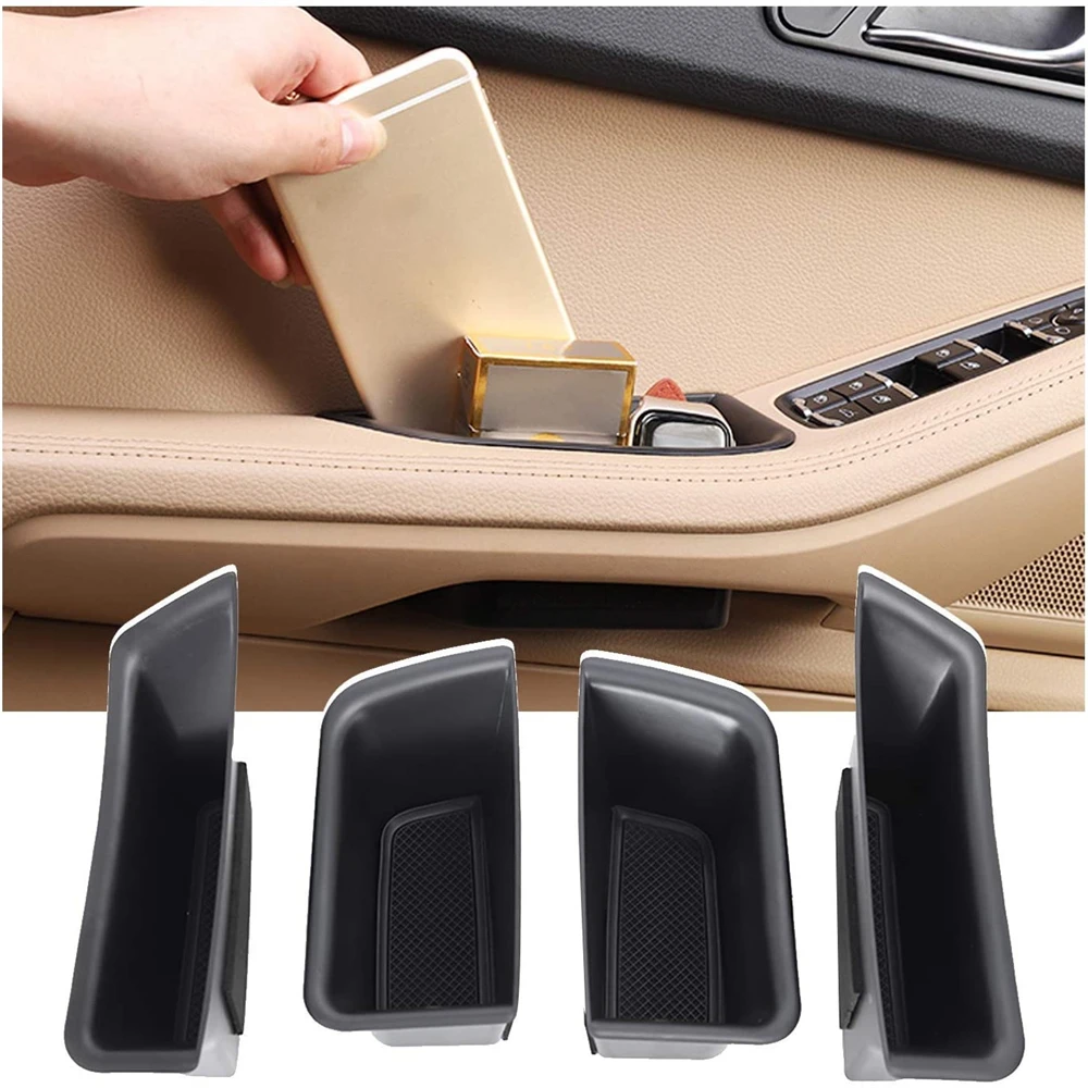 

4 Packs Car Door Side Storage Box 2015-2020 For Porsche Macan Insert Black Materials Tray Secondary Storage Box Accessories