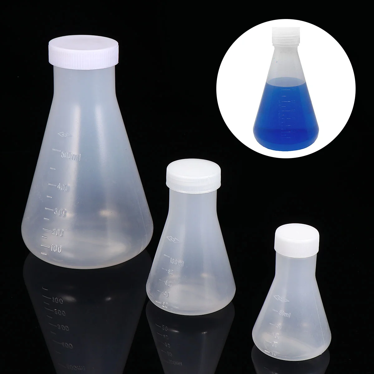 Alcohol Distillation Kit Plastic Erlenmeyer Flask with Stopper Conical for Chemistry