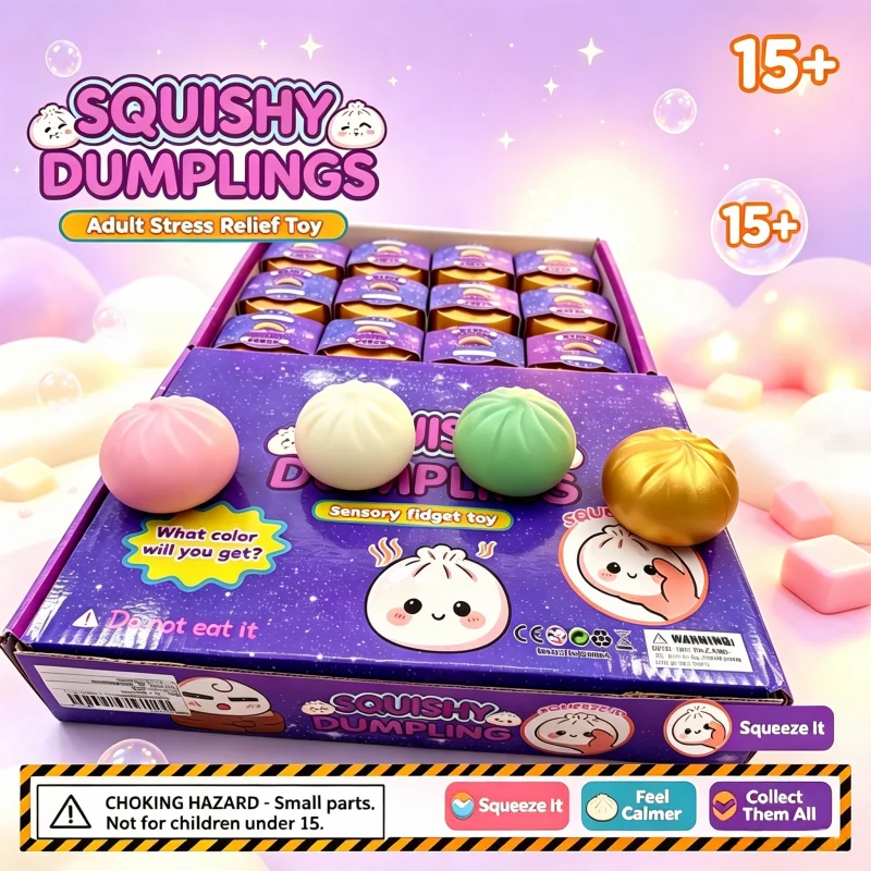 Squishy Dumplings Stress Relief Fidget Toy Cute Bun Squeeze Toy Sensory Squishy Ball Adult Anxiety Relief Collectible Toy Gift