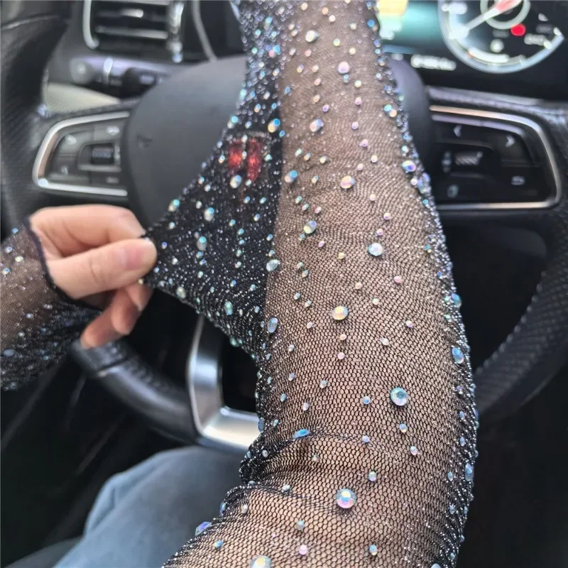 メッシュオーバースリーブダイヤモンドスパンコール低弾性指なし手袋ドライバーショップストリートミトンサマータイムフェアリースタイル通気性