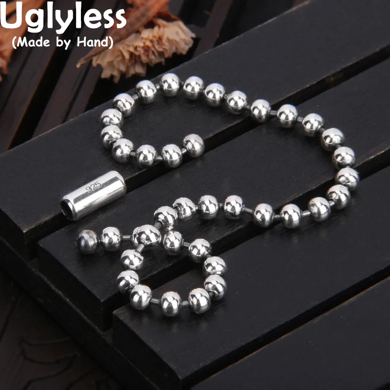 Uglyless Neutral Glossy Silver Beads Womens Bracelets Shining 925 Sterling Silver Bangles Normcore French Jewelry Simple Fashion