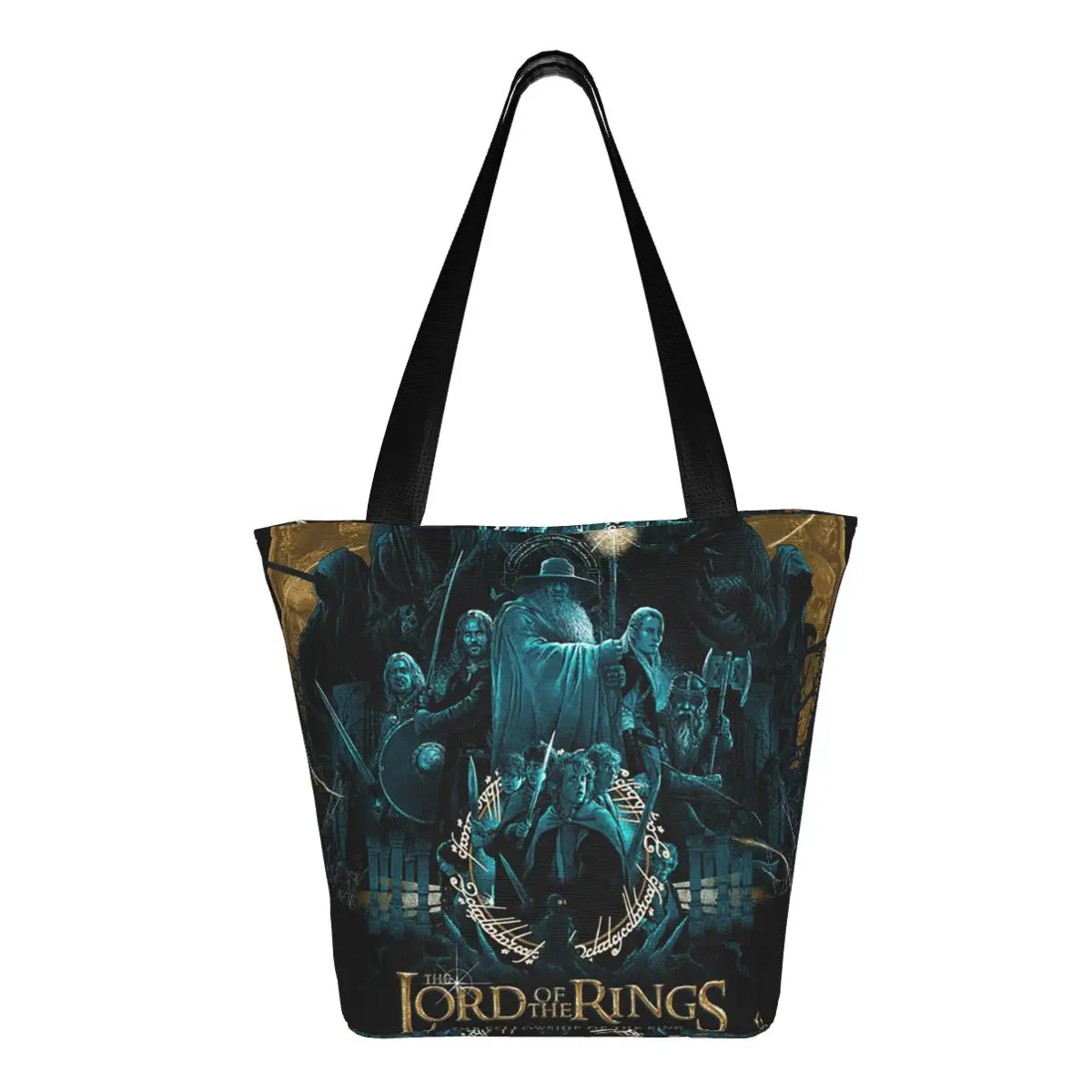 

L-Lord Of The Rings Волшебный фильм Сумка для покупок Холщовая сумка на плечо большой вместимости Сумка-шоппер для продуктов для женщин