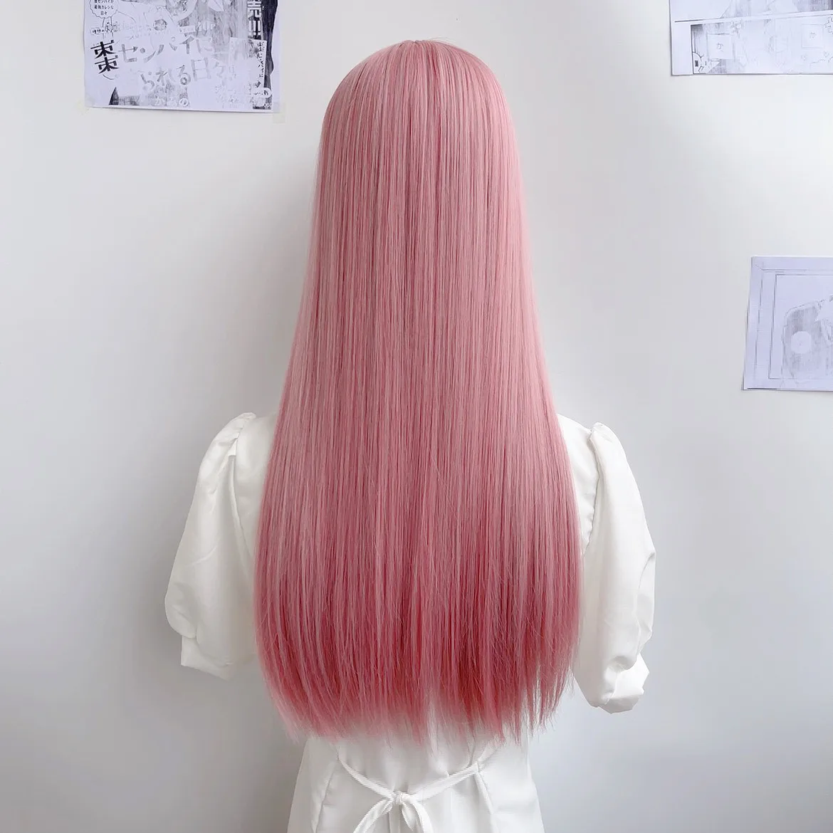 LM Cosplay Hair Wig 24Inch Synthetic Long Straight Pink Wig With Bangs Heat-Resistant For Women - view 5