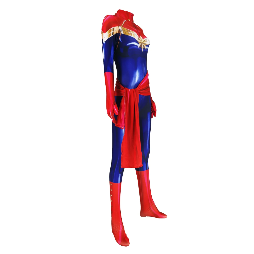 Capitão Ms Carol Danvers Cosplay Traje Zentai Bodysuit Suit Super-herói Macacões Halloween