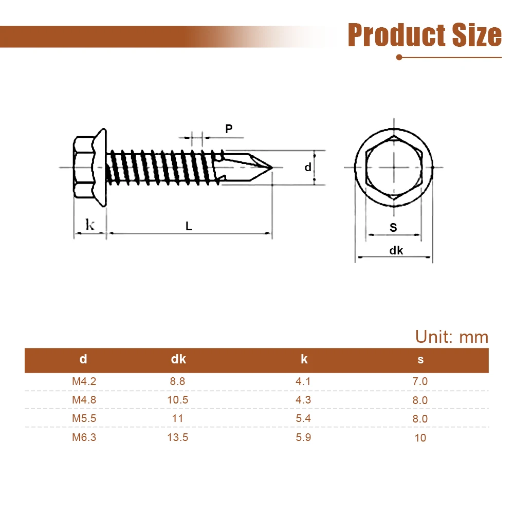 8 # 10 # 12 # 14 # مسامير حفر ذاتية برأس غسالة سداسية m4.2 m4.8 m5.5 m6.3 أسود زنك 410 ورقة معدنية برغي ذاتي التنصت للخشب #5
