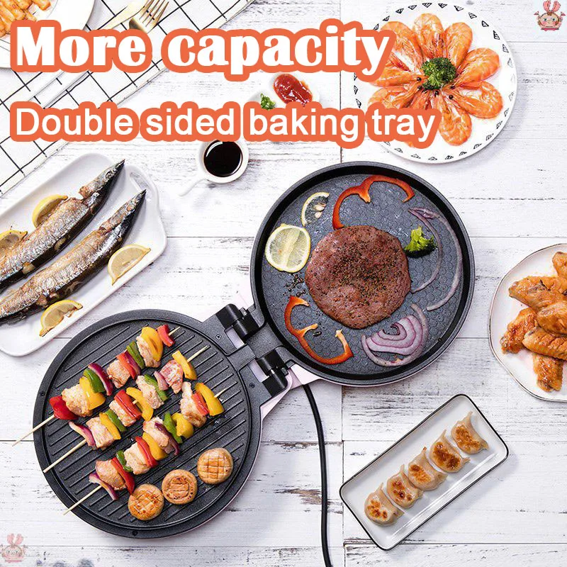 New 2024 Bear Pink Household small double-sided heating pancake pan pancake pan electric pancake stall