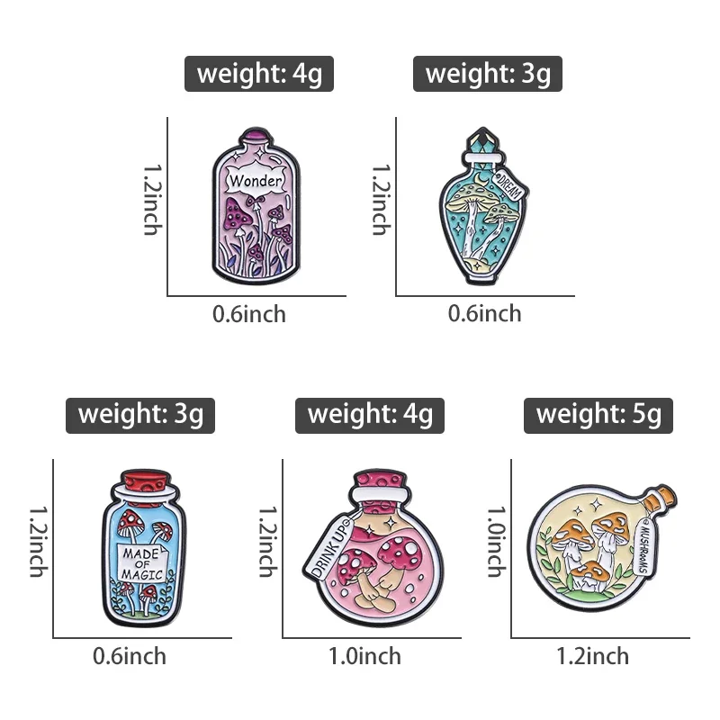 Drink Up Magic Potion Enamel Pins Wonder Dream Mushroom Bottle Made Of Lapel Pin Badge Metal Brooches Clothes Backpack Jewelry