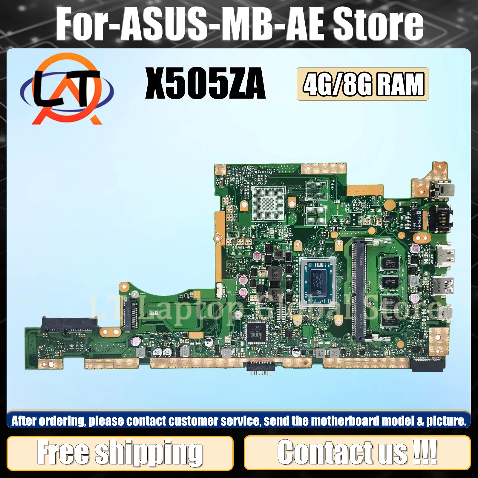 

X505ZA Mainboard For Asus Vivobook 15 X505 A505Z A505ZA F505Z Laptop Motherboard With R3-2200U R3-2300U R5-2500U 4G/8G-RAM