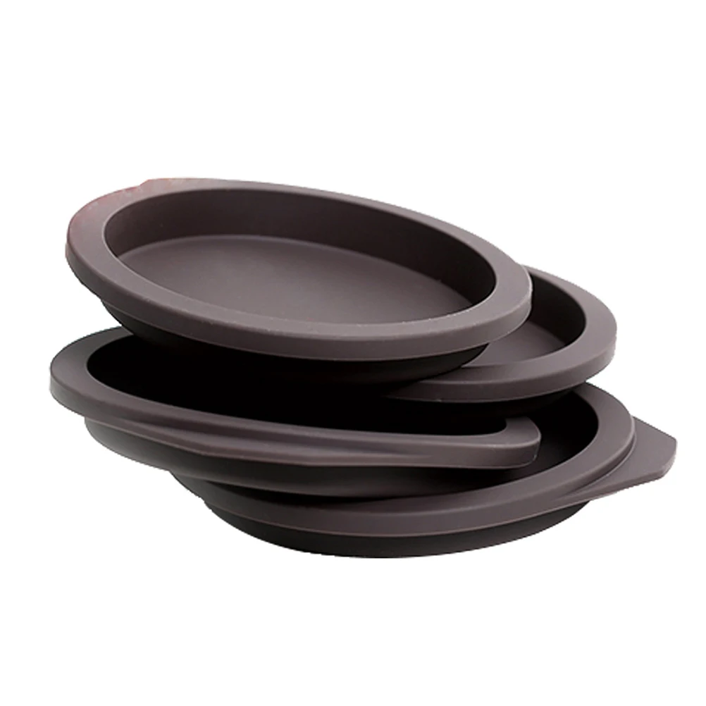 

4 PCS Non-stick Silicone Baking Tray Cake Mold Fondant Dish Tool Chocolate Round Plate