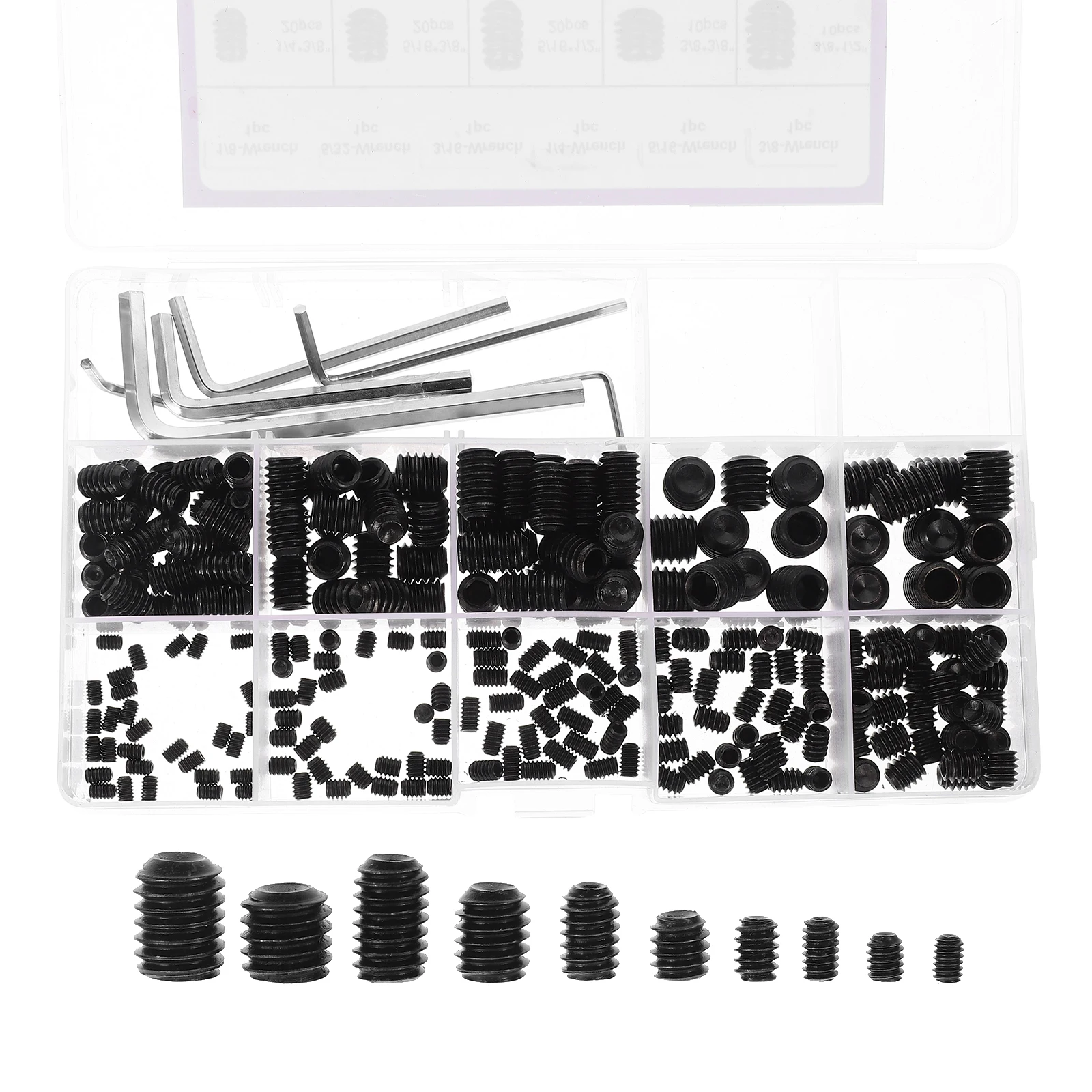 

230 Pcs Socket Set Screws Assortment Kit Carbon Steel SAE Sizes Black Alloy Grade 12.9 Bathroom Fixtures Door H les
