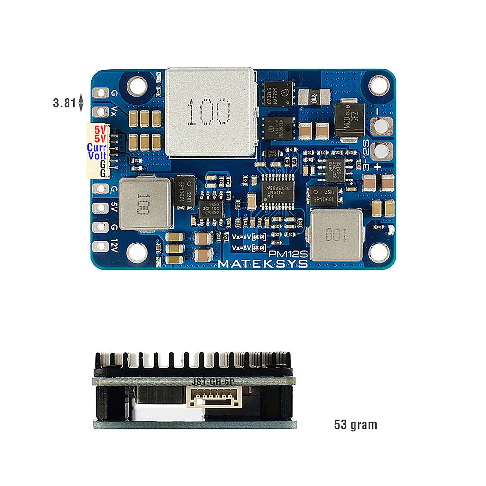 MATEKSYS PM12S-3 Power Module 3-12S LIPO 5V 9V VX BEC with HeatSink for RC Multirotor Fixed-Wing Airplane FPV Cinelifter