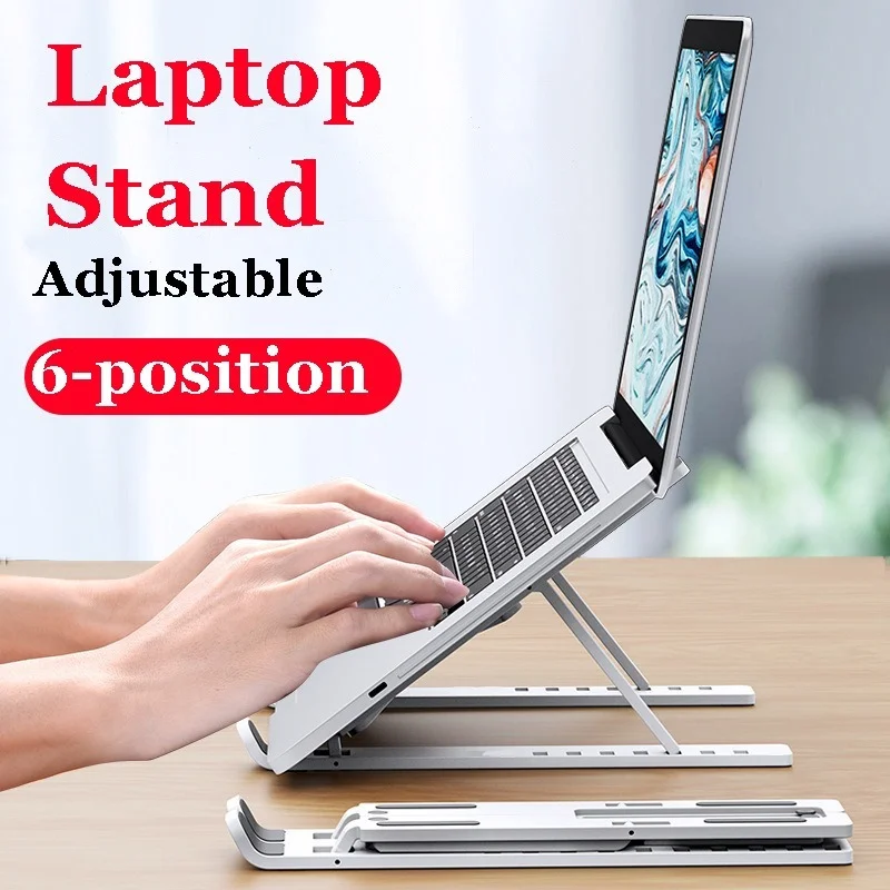 7 Holes Adjustable Laptop Stand for MacBook Under 14\'\' Notebook Foldable Stand ABS Lightweight Bracket Laptop Holder for Tablet