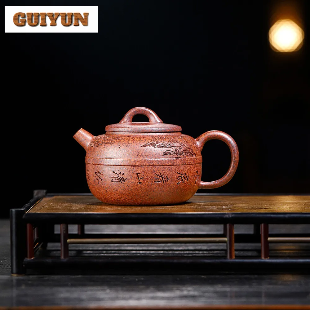 290ml Authentic Yixing Purple Clay Teapots Artists Handmade Restoration Roasted Raw Ore Section Mud Tea Pot Kettle Zisha Tea Set