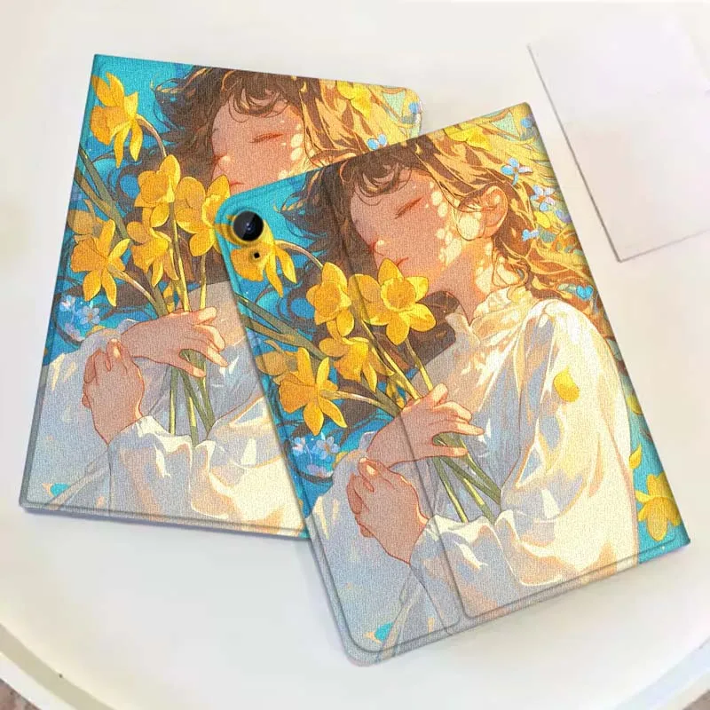 

Character Floral Illustration For Samsung Galaxy Tab A7 A9 A11 S6 A11 A8 S11 Lite Plus 10.4 10.5 10.1 Inch Tablet Case