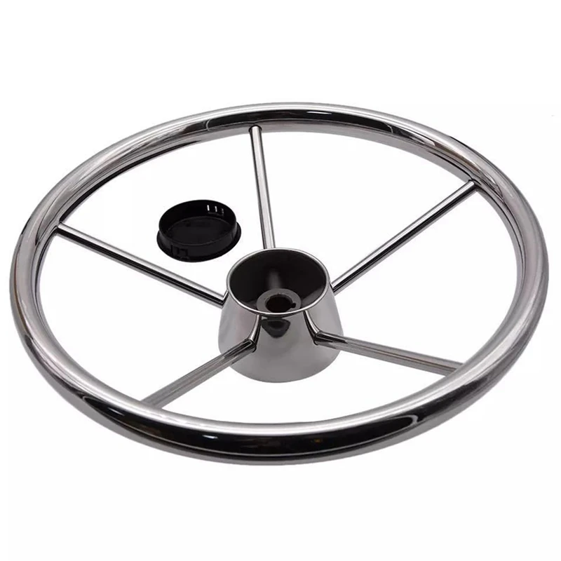 Boat Steering Wheel Stainless Steel 5 Spoke 13.5Inch For Most Marine Yacht Boat Boating Equipment Accessories