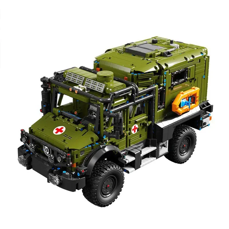 Klemmbausteine Militärisches Unimog-Rettungsfahrzeug Baukasten Geländegängiger Krankenwagen Transportwagen Modellbausatz Jungen Spielzeug Erwachsene Kinder DIY Geschenk 3850 Teile