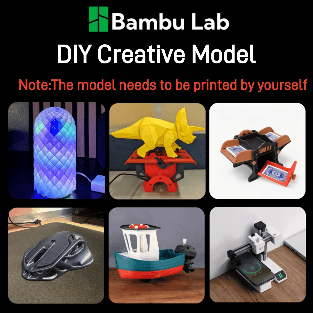 Bambu Lab 3D 프린팅 DIY 무선 충전기, 크리에이티브 모델, 무선 마우스, LED 라이트 보트 선물, 3D 프린터 부품