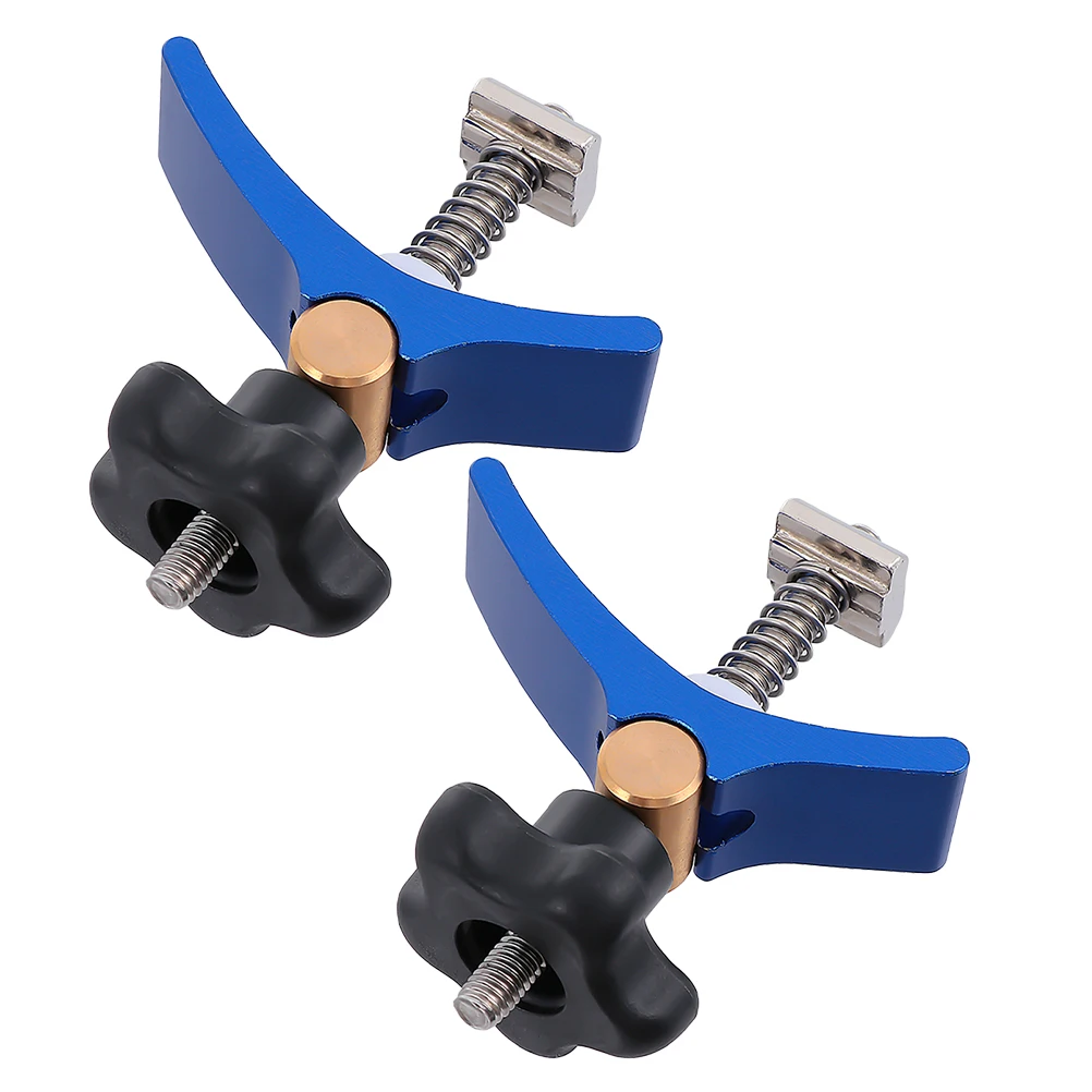 

2pcs Aluminum T-Track Universal Woodworking Hold-Down Clamps Heavy Duty Cnc Workbench Fixtures Blue T-Slot Clamp With T-Bolts