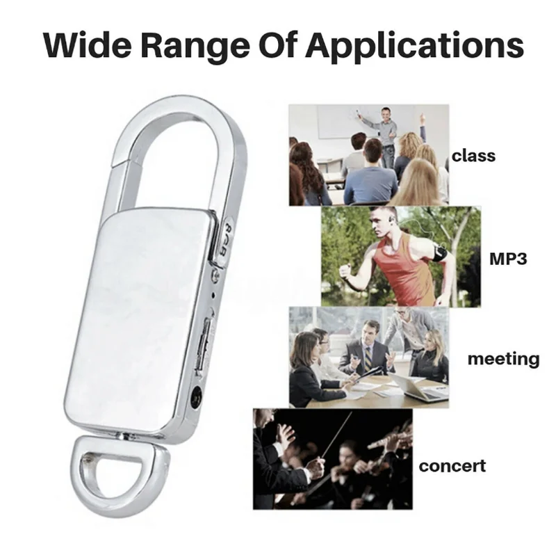Mini Voice Recorder 128G Long Recording Keychain Sound Audio Recorder Noise Reduction One-button Recording Dictaphone MP3 Player